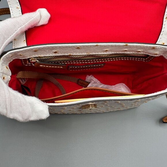 Dooney & Bourke Rena Bone Ostrich Embossed Leather Crossbody BOSTR1297BOKR New - Picture 9 of 15